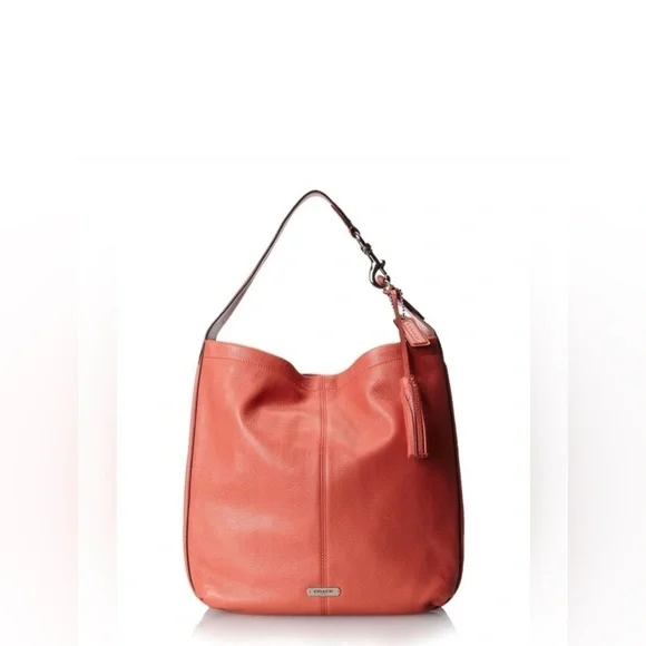 Coach Vibrant Coral Leather Hobo Bag NWOT - Picture 1 of 8